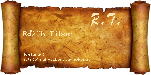 Réh Tibor névjegykártya