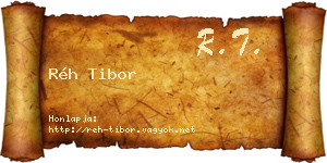 Réh Tibor névjegykártya
